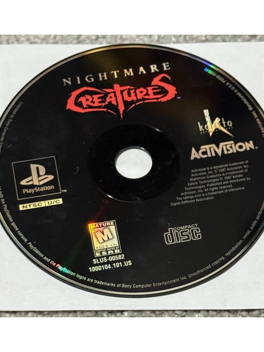 Nightmare Creatures PS1 (Sony PlayStation 1, 1997) Disc Only ~ Tested Working